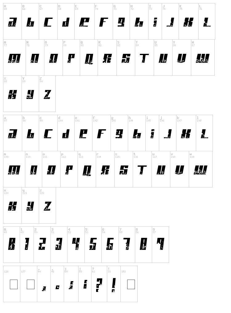 Paint It Black font map